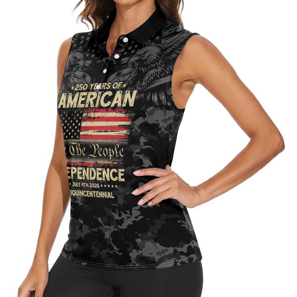 United States Women Sleeveless Polo Shirt Semiquincentennial Anniversary - Camo Style