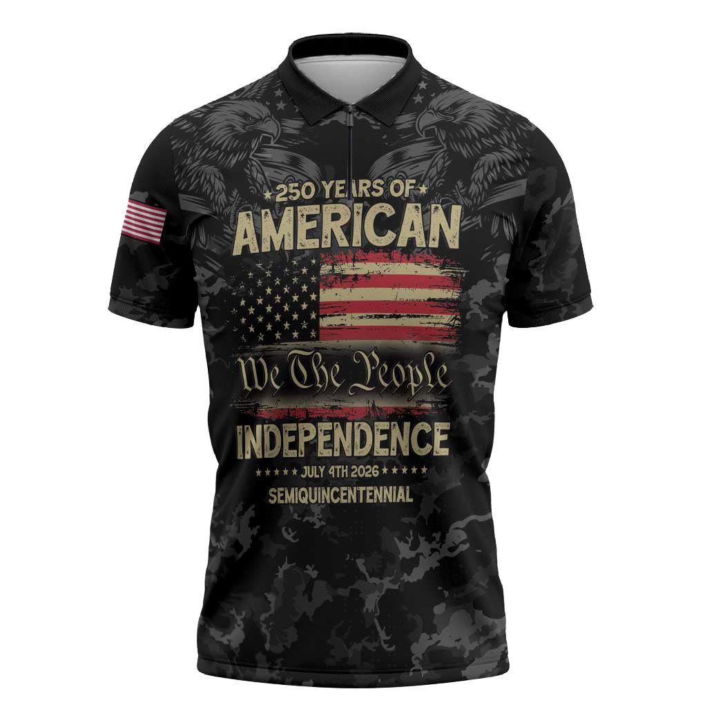 United States Zipper Polo Shirt Semiquincentennial Anniversary - Camo Style