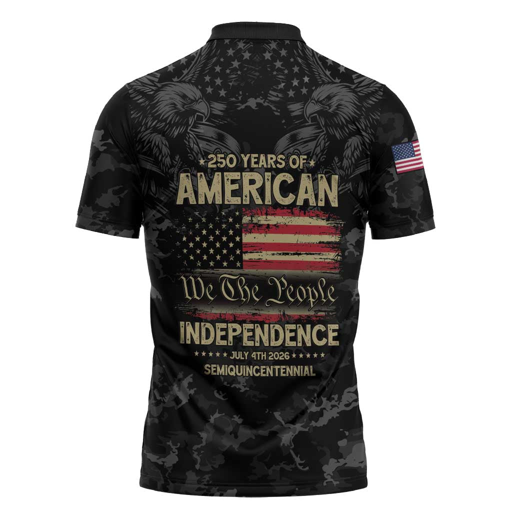 United States Zipper Polo Shirt Semiquincentennial Anniversary - Camo Style