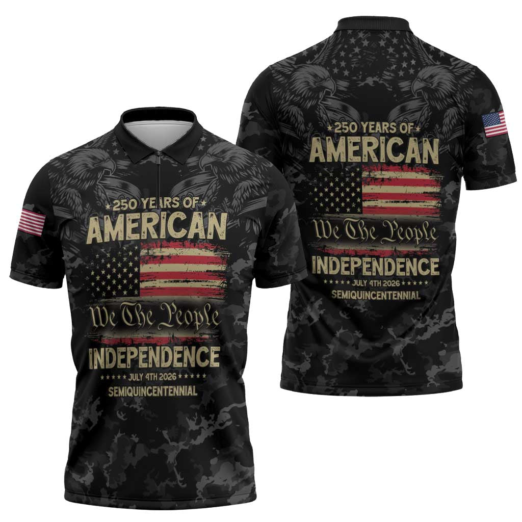 United States Zipper Polo Shirt Semiquincentennial Anniversary - Camo Style