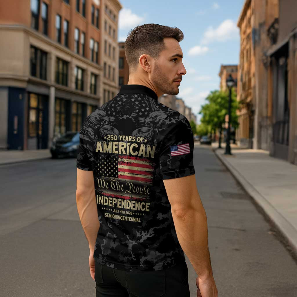 United States Zipper Polo Shirt Semiquincentennial Anniversary - Camo Style
