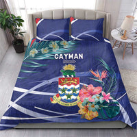 Personalized Cayman Islands Bedding Set Coat Of Arms Tropical Flowers