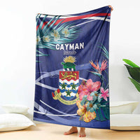 Personalized Cayman Islands Blanket Coat Of Arms Tropical Flowers