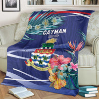 Personalized Cayman Islands Blanket Coat Of Arms Tropical Flowers