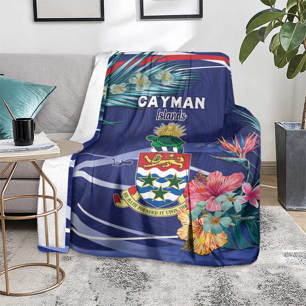 Personalized Cayman Islands Blanket Coat Of Arms Tropical Flowers