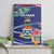Personalized Cayman Islands Canvas Wall Art Coat Of Arms Tropical Flowers