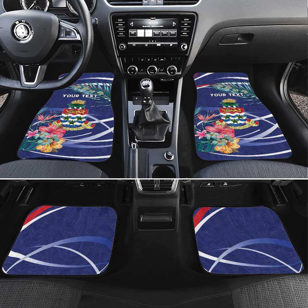 Personalized Cayman Islands Car Mats Coat Of Arms Tropical Flowers