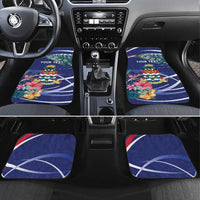 Personalized Cayman Islands Car Mats Coat Of Arms Tropical Flowers