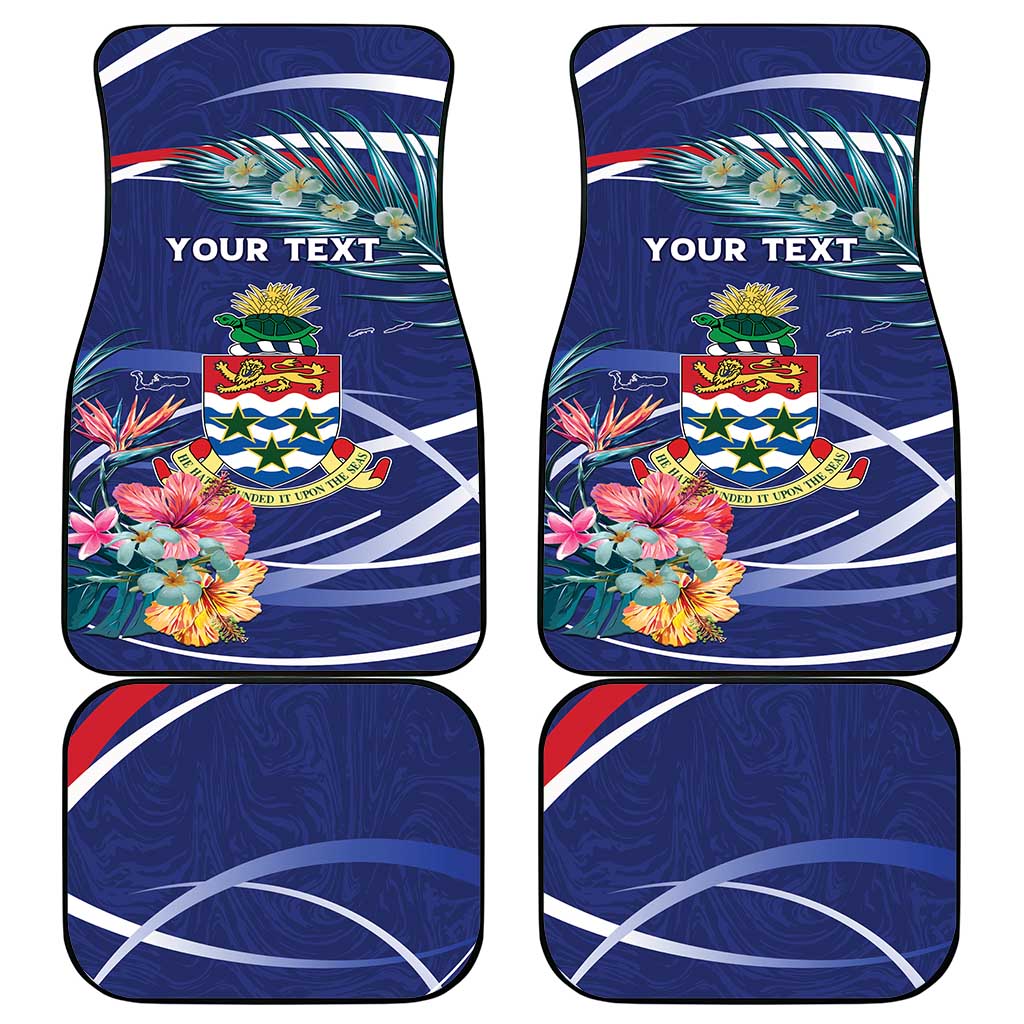 Personalized Cayman Islands Car Mats Coat Of Arms Tropical Flowers