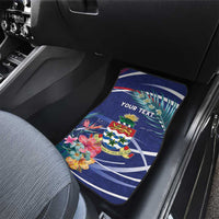 Personalized Cayman Islands Car Mats Coat Of Arms Tropical Flowers