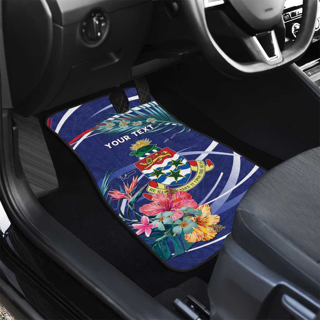 Personalized Cayman Islands Car Mats Coat Of Arms Tropical Flowers