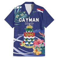 Personalized Cayman Islands Family Matching Mermaid Dress and Hawaiian Shirt Coat Of Arms Tropical Flowers