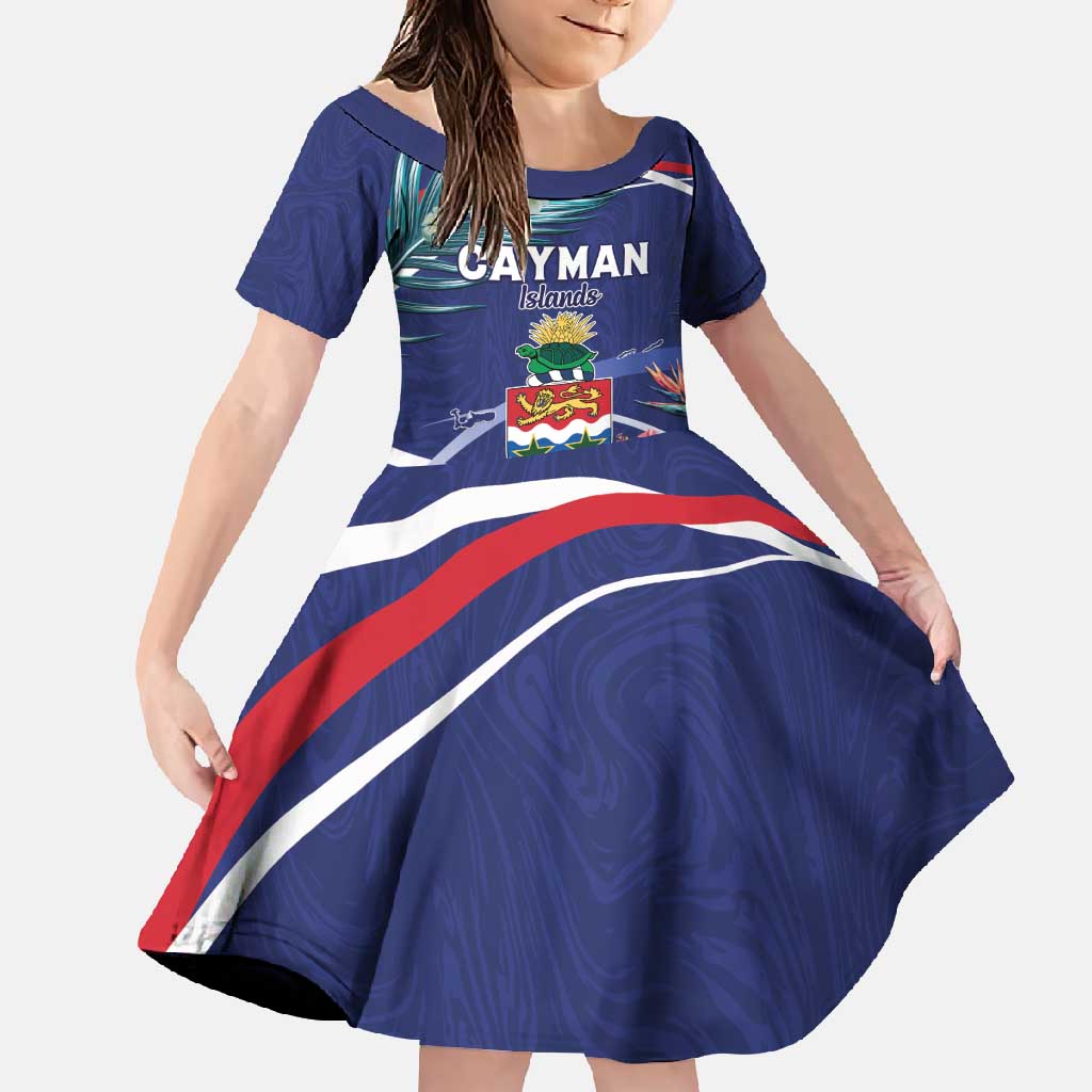 Personalized Cayman Islands Family Matching Short Sleeve Bodycon Dress and Hawaiian Shirt Coat Of Arms Tropical Flowers