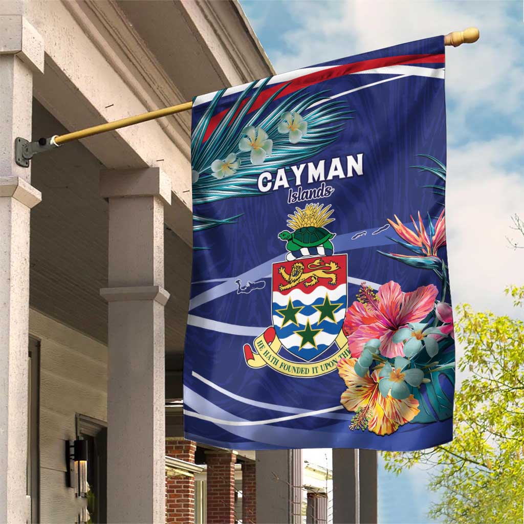 Personalized Cayman Islands Garden Flag Coat Of Arms Tropical Flowers