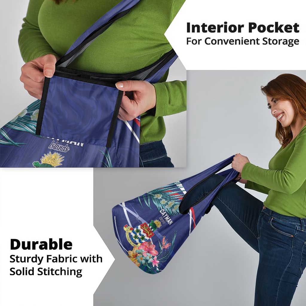 Personalized Cayman Islands Grocery Bag Coat Of Arms Tropical Flowers