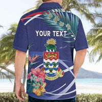 Personalized Cayman Islands Hawaiian Shirt Coat Of Arms Tropical Flowers