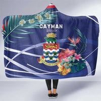 Personalized Cayman Islands Hooded Blanket Coat Of Arms Tropical Flowers