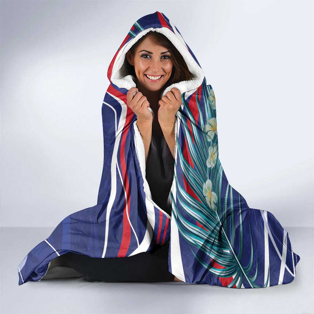 Personalized Cayman Islands Hooded Blanket Coat Of Arms Tropical Flowers