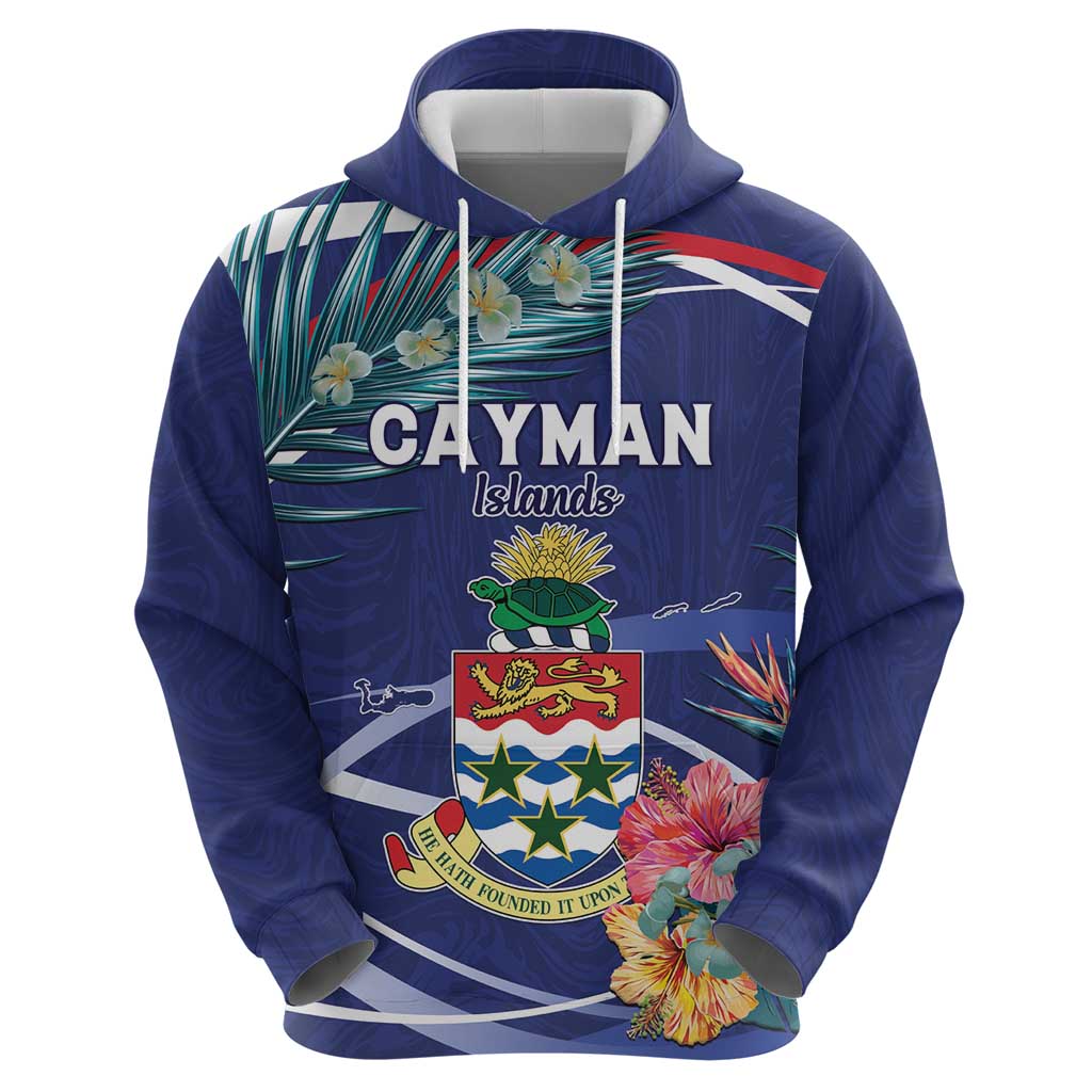 Personalized Cayman Islands Hoodie Coat Of Arms Tropical Flowers