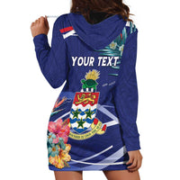 Personalized Cayman Islands Hoodie Dress Coat Of Arms Tropical Flowers