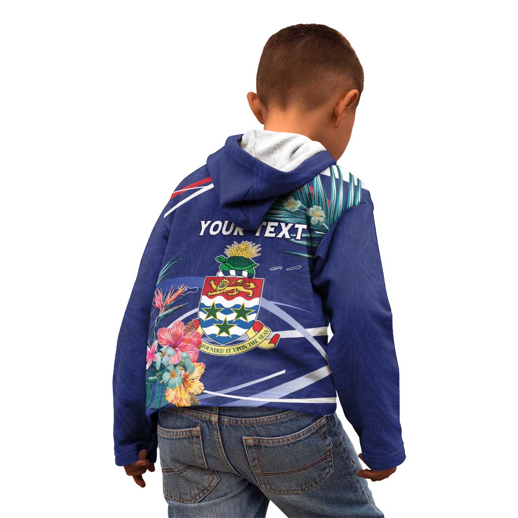 Personalized Cayman Islands Kid Hoodie Coat Of Arms Tropical Flowers