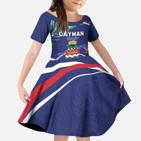 Personalized Cayman Islands Kid Short Sleeve Dress Coat Of Arms Tropical Flowers