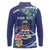 Personalized Cayman Islands Long Sleeve Polo Shirt Coat Of Arms Tropical Flowers