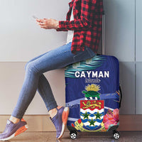 Personalized Cayman Islands Luggage Cover Coat Of Arms Tropical Flowers