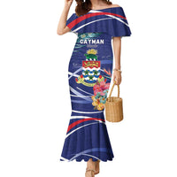 Personalized Cayman Islands Mermaid Dress Coat Of Arms Tropical Flowers