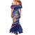 Personalized Cayman Islands Mermaid Dress Coat Of Arms Tropical Flowers