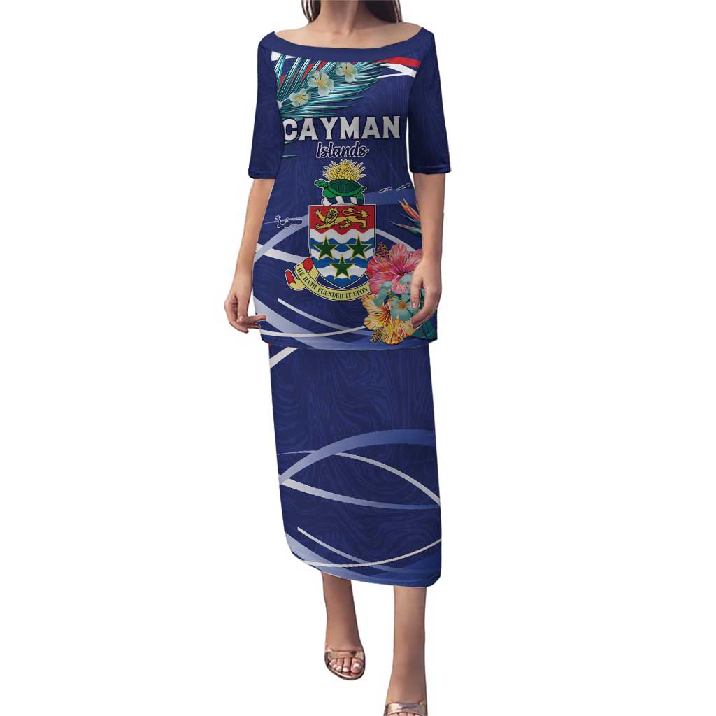 Personalized Cayman Islands Puletasi Coat Of Arms Tropical Flowers