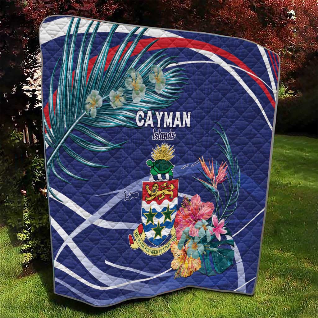 Personalized Cayman Islands Quilt Coat Of Arms Tropical Flowers