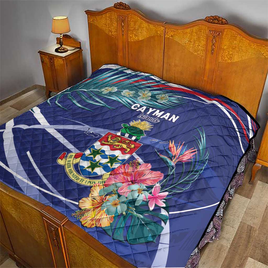 Personalized Cayman Islands Quilt Coat Of Arms Tropical Flowers