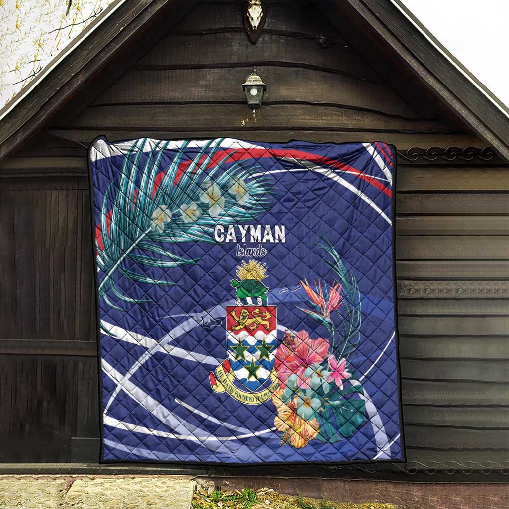 Personalized Cayman Islands Quilt Coat Of Arms Tropical Flowers