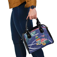 Personalized Cayman Islands Shoulder Handbag Coat Of Arms Tropical Flowers