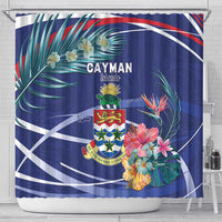 Personalized Cayman Islands Shower Curtain Coat Of Arms Tropical Flowers