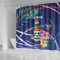 Personalized Cayman Islands Shower Curtain Coat Of Arms Tropical Flowers