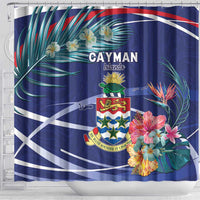 Personalized Cayman Islands Shower Curtain Coat Of Arms Tropical Flowers