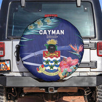 Personalized Cayman Islands Spare Tire Cover Coat Of Arms Tropical Flowers