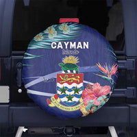 Personalized Cayman Islands Spare Tire Cover Coat Of Arms Tropical Flowers