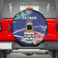 Personalized Cayman Islands Spare Tire Cover Coat Of Arms Tropical Flowers