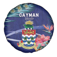 Personalized Cayman Islands Spare Tire Cover Coat Of Arms Tropical Flowers