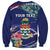 Personalized Cayman Islands Sweatshirt Coat Of Arms Tropical Flowers