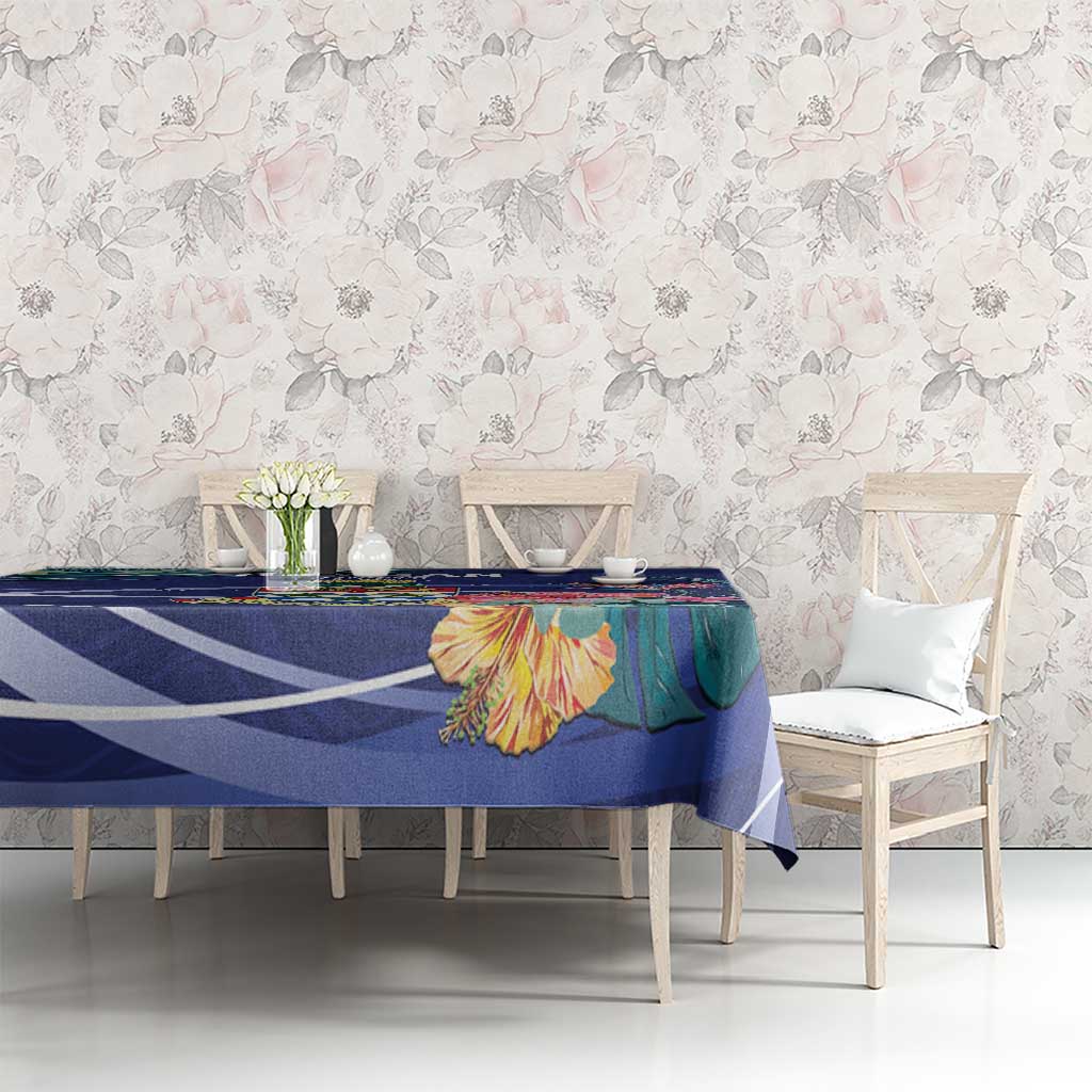 Personalized Cayman Islands Tablecloth Coat Of Arms Tropical Flowers
