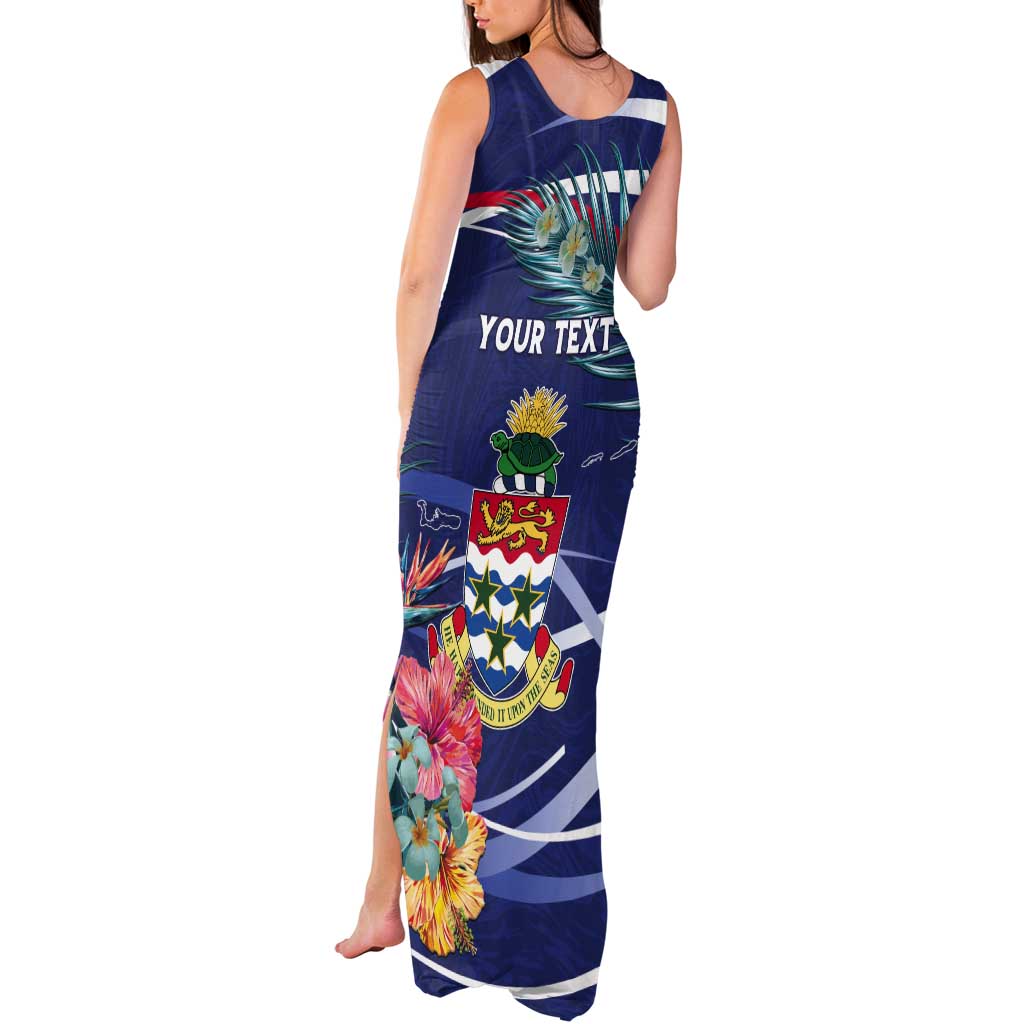 Personalized Cayman Islands Tank Maxi Dress Coat Of Arms Tropical Flowers