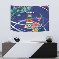Personalized Cayman Islands Tapestry Coat Of Arms Tropical Flowers