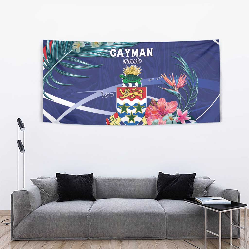 Personalized Cayman Islands Tapestry Coat Of Arms Tropical Flowers