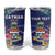 Personalized Cayman Islands Tumbler Cup Coat Of Arms Tropical Flowers