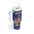 Personalized Cayman Islands Tumbler With Handle Coat Of Arms Tropical Flowers