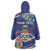 Personalized Cayman Islands Wearable Blanket Hoodie Coat Of Arms Tropical Flowers